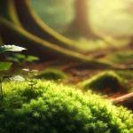 Moss growing tightly on a forest rock, showcasing nature 's tiny architectural wonders.